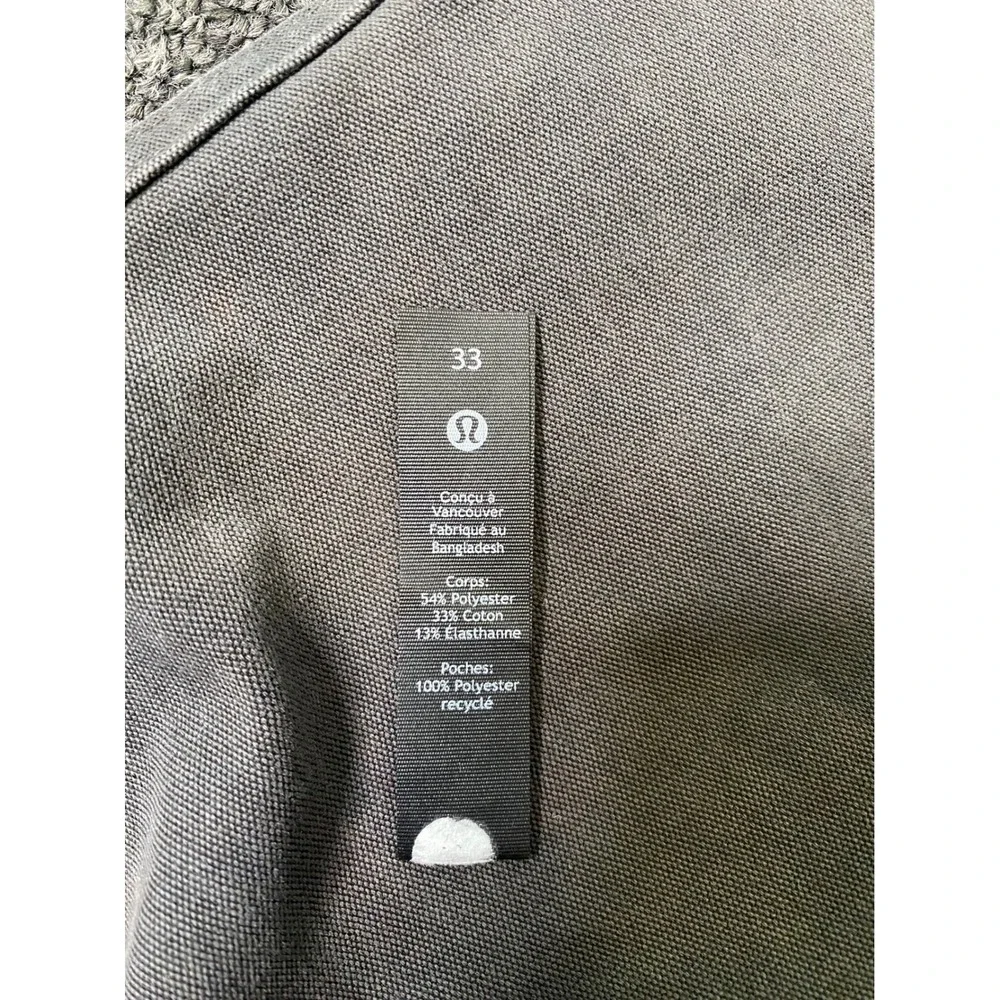 Lululemon ABC Pant Slim Gray Mens 33x31 Tech Canvas 5-Pocket Trousers Casual